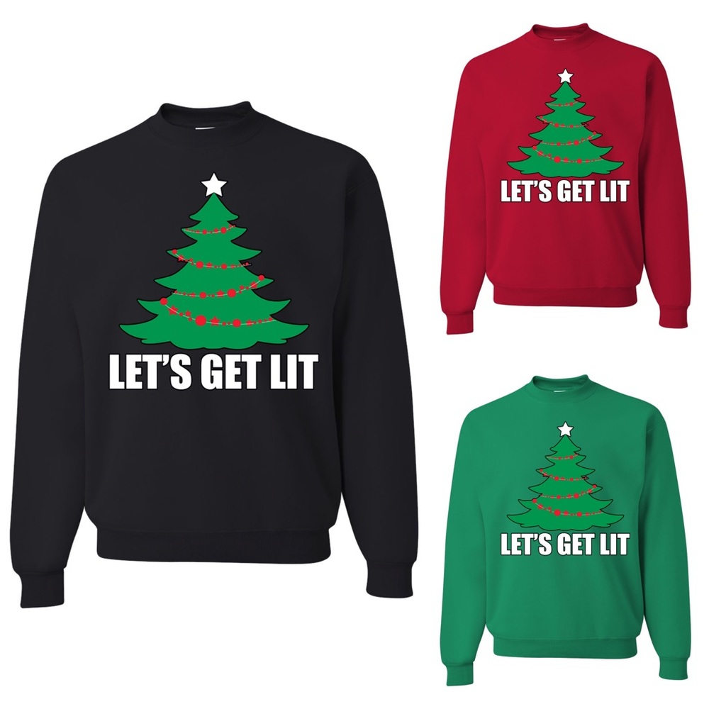 Let’s Get Lit Sweatshirt Ugly Christmas Sweater
